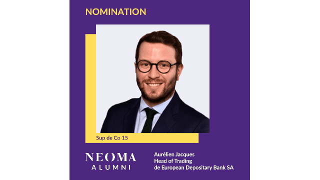 Aurélien Jacques est nommé Head of Trading de European Depositary Bank SA
