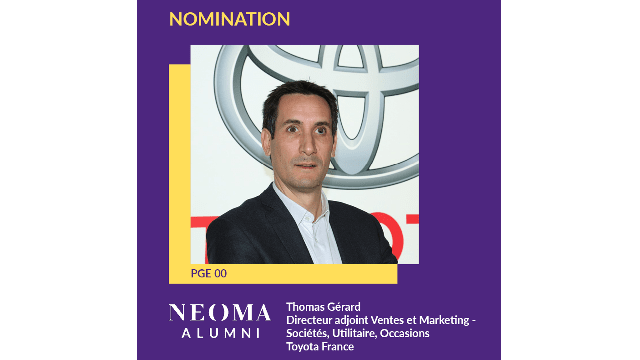 Thomas Gérard est promu directeur adjoint Ventes et Marketing - Sociétés, Utilitaire, Occasions -Toyota et Lexus de Toyota France