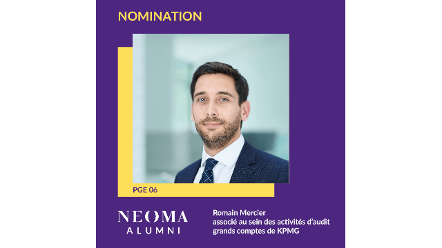 Romain Mercier est nommé associé au sein des activités d’audit grands comptes de KPMG