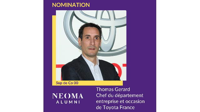 Thomas Gerard est nommé chef du département entreprise et occasion de Toyota France