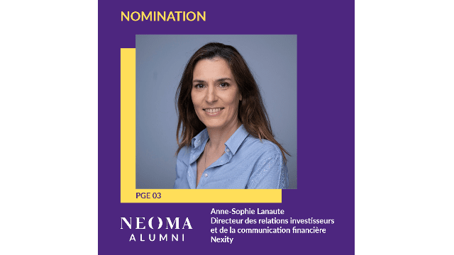 Anne-Sophie Lanaute est nommée Directeur des relations investisseurs et de la communication financière de Nexity