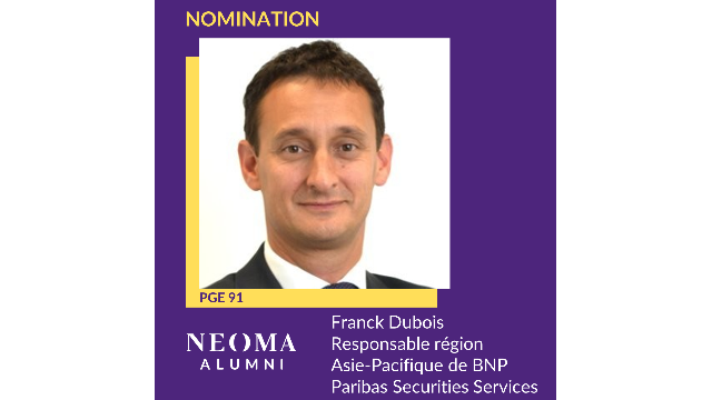 Franck Dubois est promu responsable de la région Asie-Pacifique de BNP Paribas Securities Services