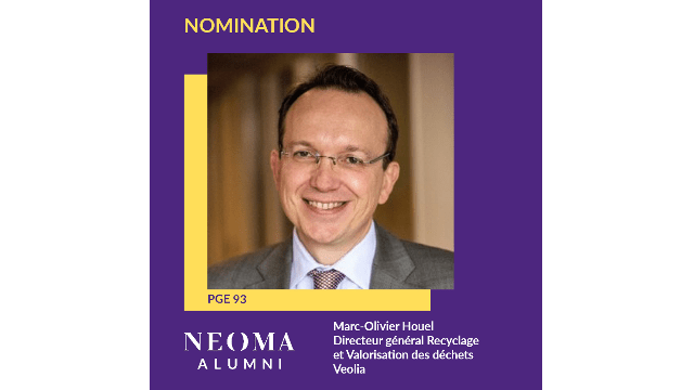 Marc-Olivier Houel est promu directeur général Recyclage et Valorisation des déchets de Veolia