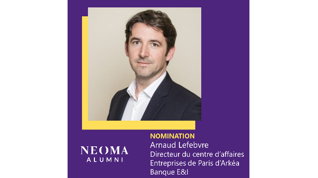 Arnaud Lefebvre est promu directeur du centre d'affaires Entreprises de Paris d'Arkéa Banque E&I