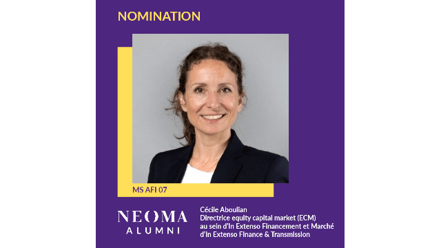 Cécile Aboulian est nommée directrice equity capital market (ECM) au sein d'In Extenso Financement et Marché d'In Extenso Finance & Transmission