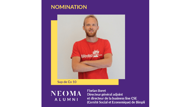 Florian Boret est nommé directeur général adjoint et directeur de la business line CSE (Comité Social et Economique) de Bimpli