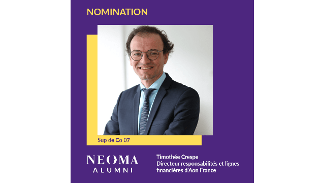 Timothée Crespe est promu directeur responsabilités et lignes financières d'Aon France