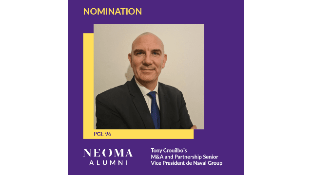 Tony Crouilbois est promu M&A and Partnership Senior Vice President de Naval Group