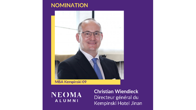 Christian Wiendieck est nommé directeur général du Kempinski Hotel Jinan de la province du Shandong