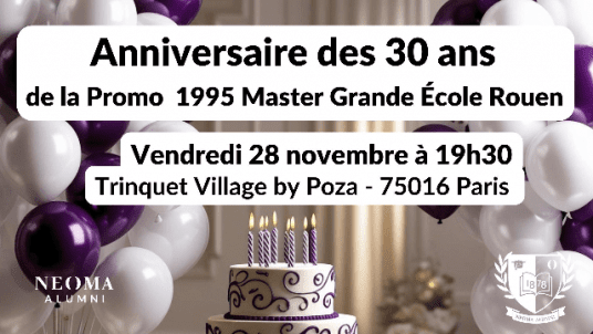 Anniversaire des 30 ans de la promo 1995 Master Grande École Rouen